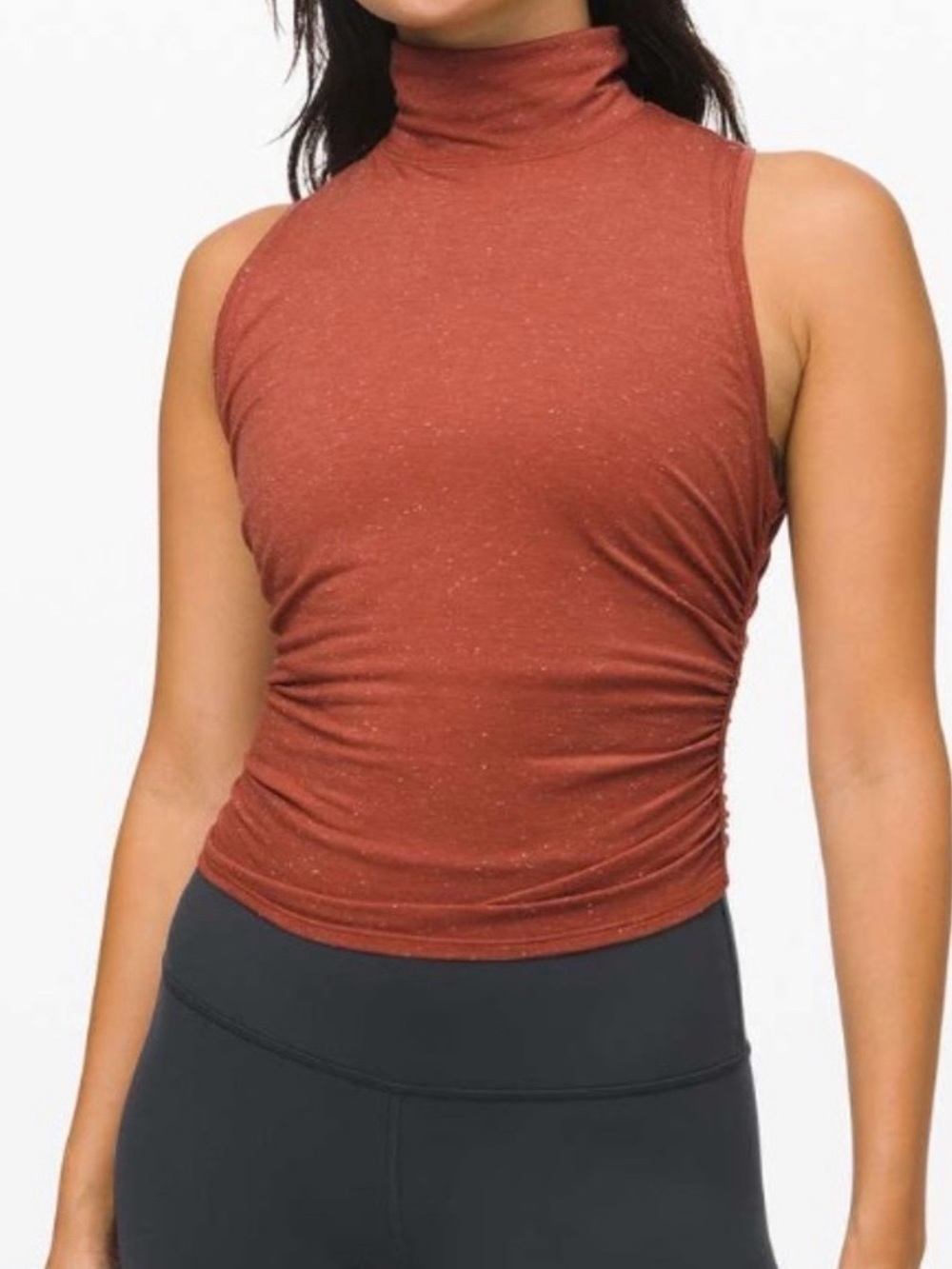 Lululemon See The Horizon Ruched side High-Neck Rust Tank Top Size 6 /S